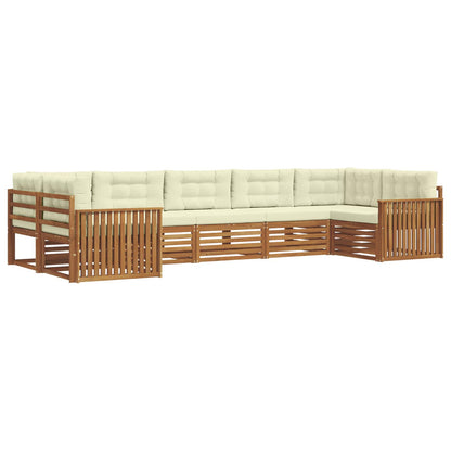 Set di divani da esterno con cuscino 7 pcs Naturale e Crema | homemem39