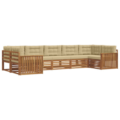 Set di divani da esterno con cuscino 7 pcs Naturale e Beige | homemem39