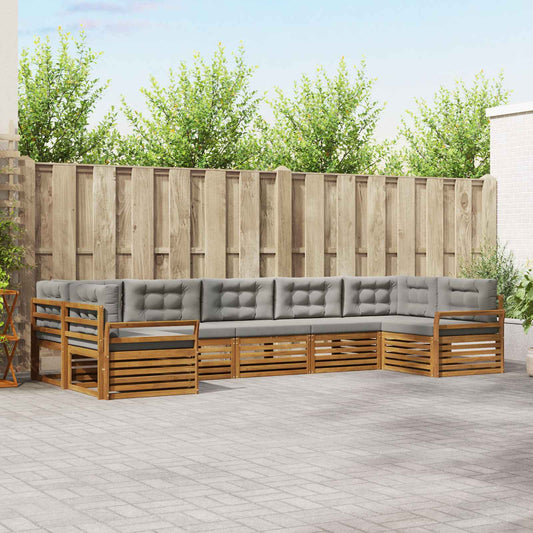 Set di divani da esterno 7 pcs Grigio Naturale e Chiaro | homemem39