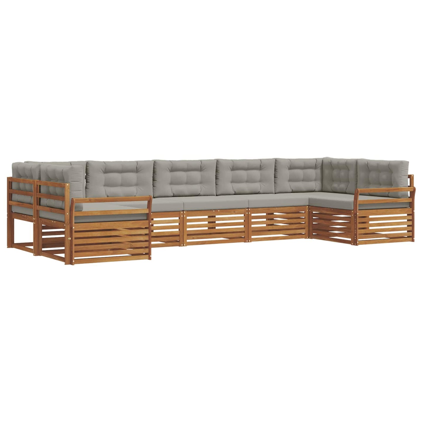 Set di divani da esterno 7 pcs Grigio Naturale e Chiaro | homemem39