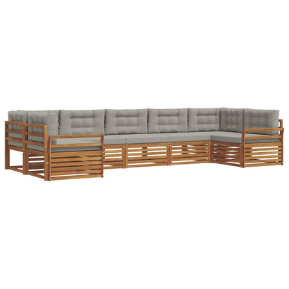 Set di divani da esterno 7 pcs Grigio Naturale e Chiaro | homemem39
