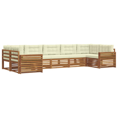 Set di divani da esterno con cuscino 7 pcs Naturale e Crema | homemem39