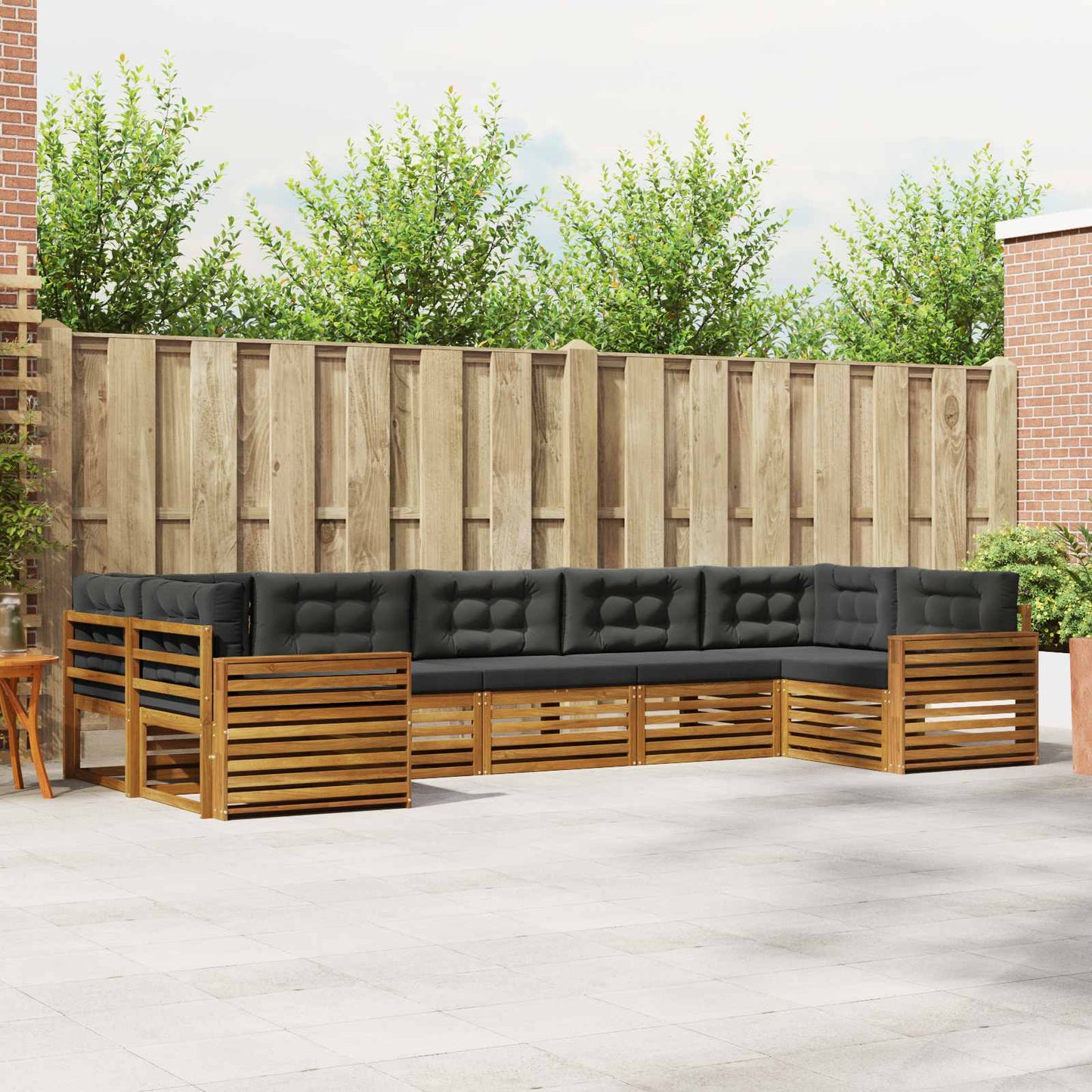 Set di divani da esterno con cuscino 7 pcs Naturale e Antracite