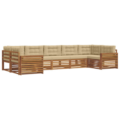 Set di divani da esterno con cuscino 7 pcs Naturale e Beige | homemem39
