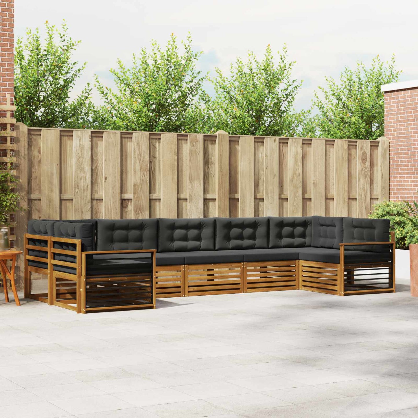 Set di divani da esterno con cuscino 7 pcs Naturale e Antracite