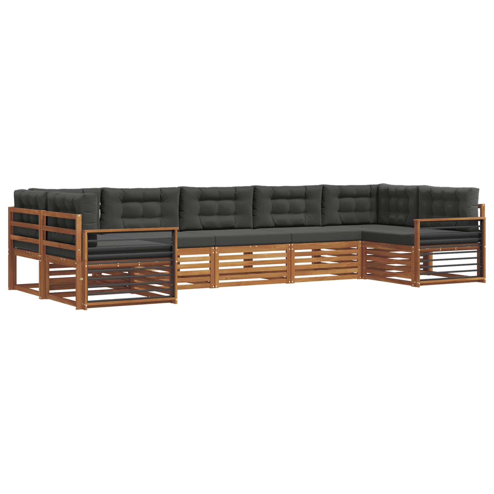 Set di divani da esterno con cuscino 7 pcs Naturale e Antracite | homemem39