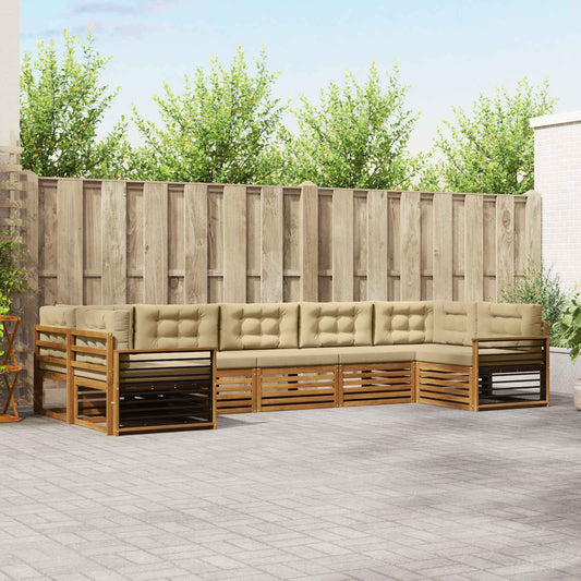 Set di divani da esterno con cuscino 7 pcs Naturale e Beige