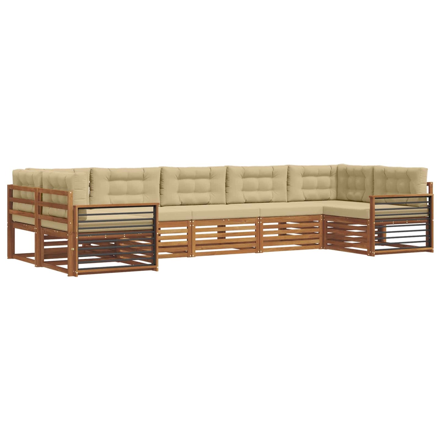 Set di divani da esterno con cuscino 7 pcs Naturale e Beige | homemem39