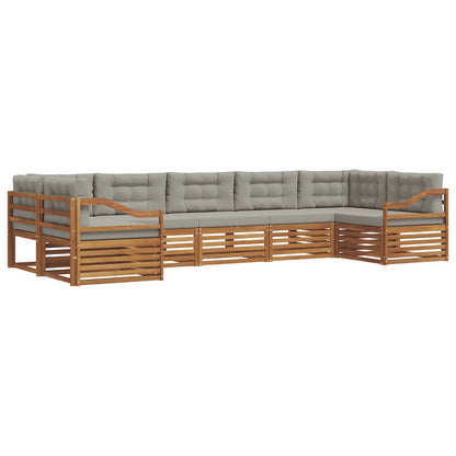 Set di divani da esterno 7 pcs Grigio Naturale e Chiaro | homemem39