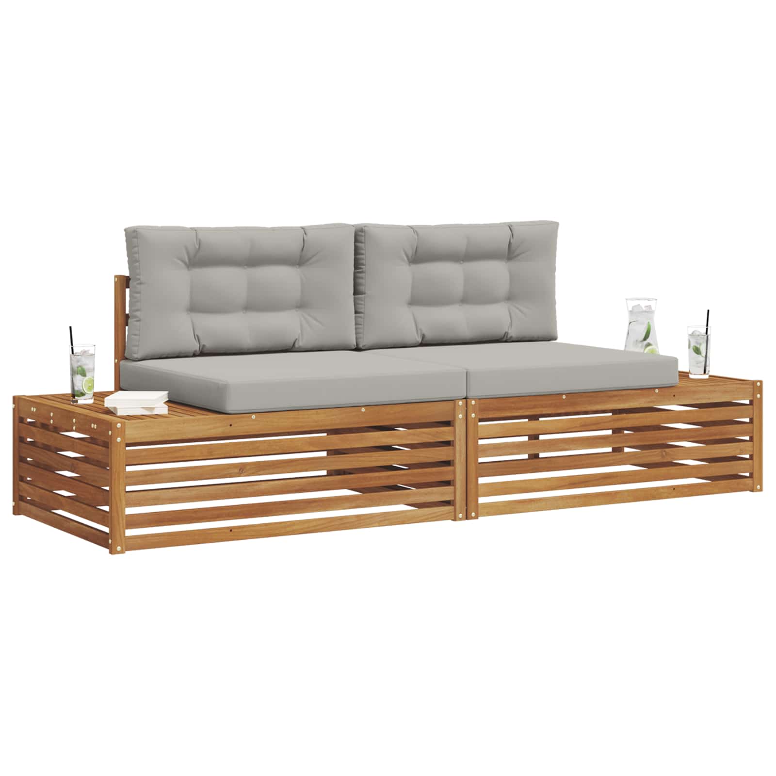 Set di divani da esterno con cuscino Grigio Naturale e Chiaro | homemem39
