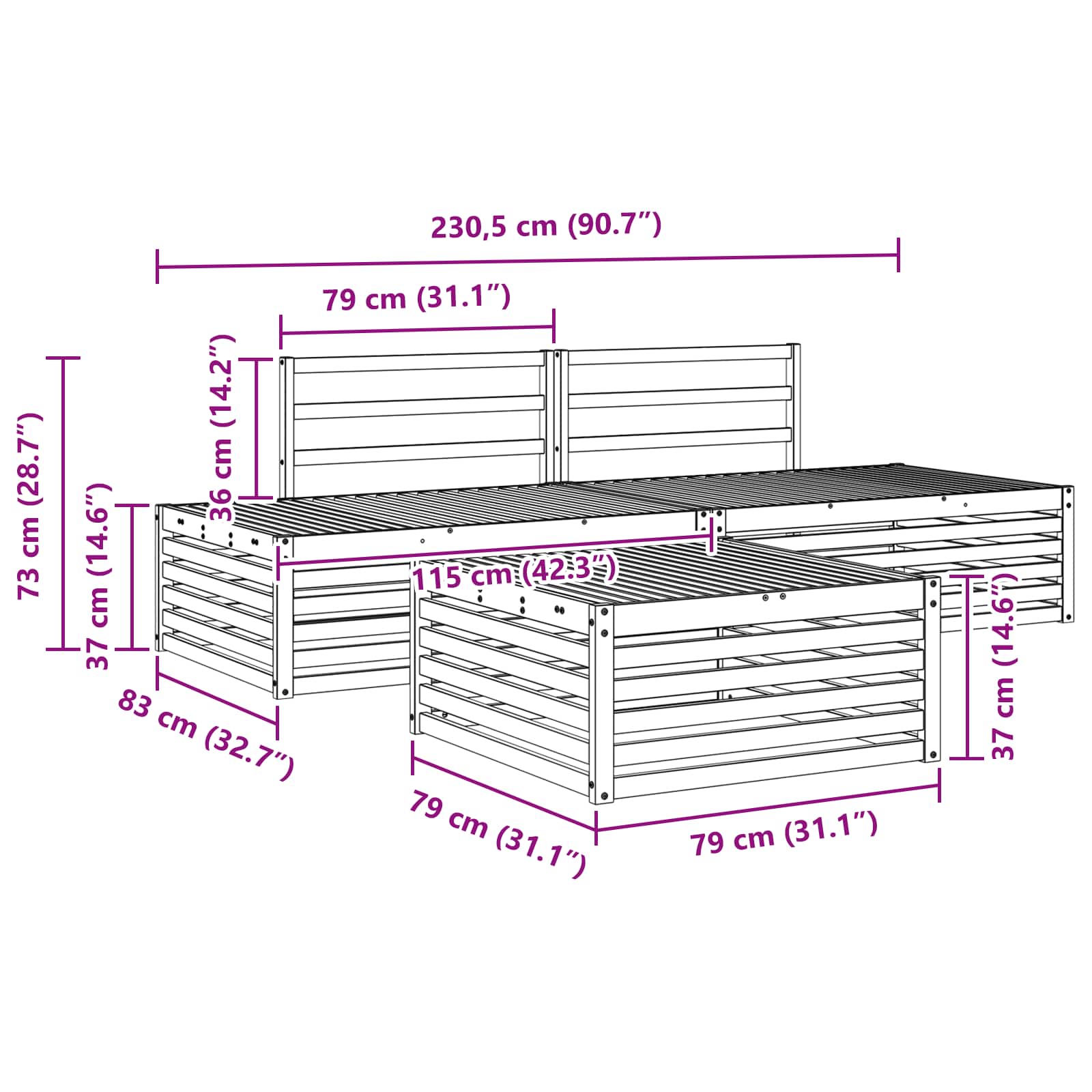 Set di divani da esterno 3 Pezzo Naturale | homemem39