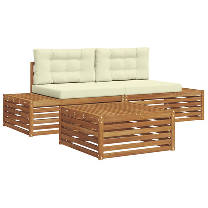 Set di divani da esterno con cuscino 3 Pezzo Naturale e Crema | homemem39