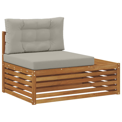 Set di divani da esterno 4 Pezzo Grigio Naturale e Chiaro | homemem39