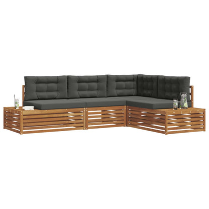 Set di divani da esterno 4 Pezzo Naturale e Antracite | homemem39