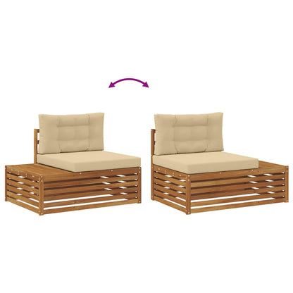 Set di divani da esterno con cuscino 5 Pezzo Naturale e Beige | homemem39