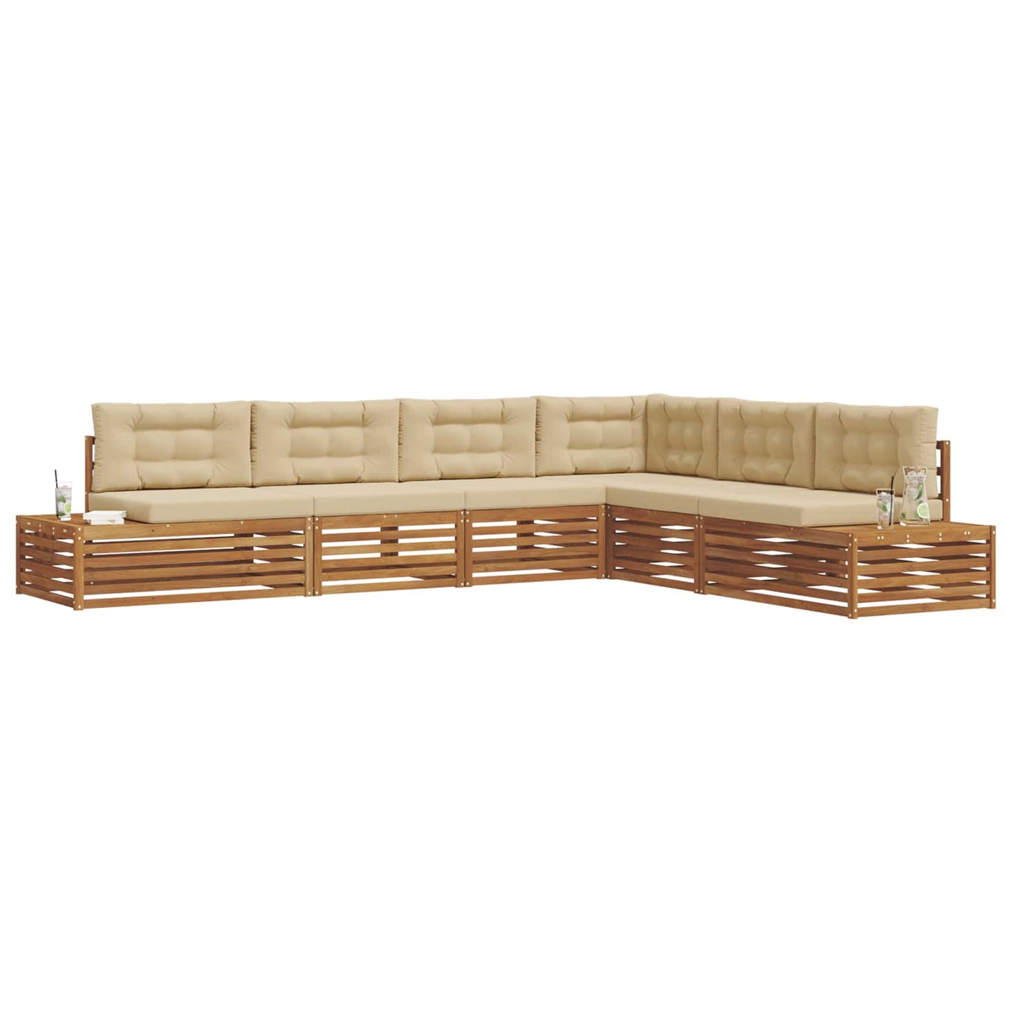 Set di divani da esterno con cuscino 6 Pezzo Naturale e Beige | homemem39