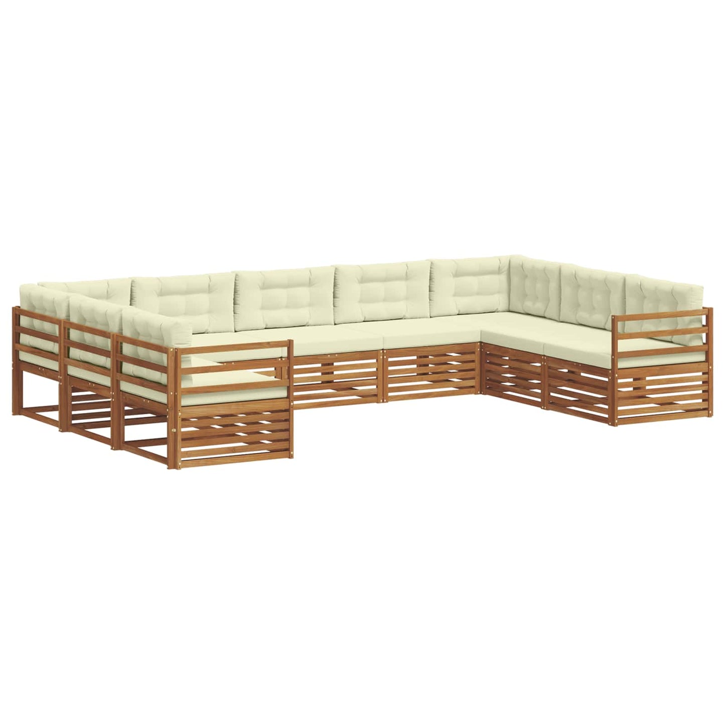 Set di divani da esterno con cuscino 9 pcs Naturale e Crema