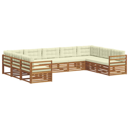 Set di divani da esterno con cuscino 9 pcs Naturale e Crema
