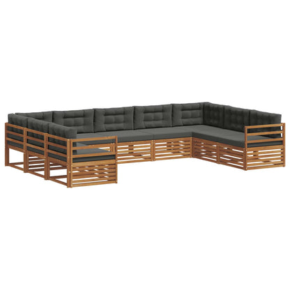 Set di divani da esterno con cuscino 9 pcs Naturale e Antracite