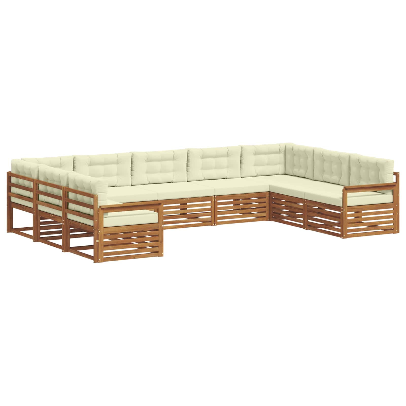 Set di divani da esterno con cuscino 9 pcs Naturale e Crema | homemem39