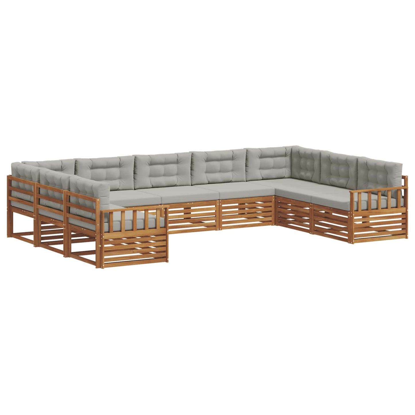 Set di divani da esterno 9 pcs Grigio Naturale e Chiaro