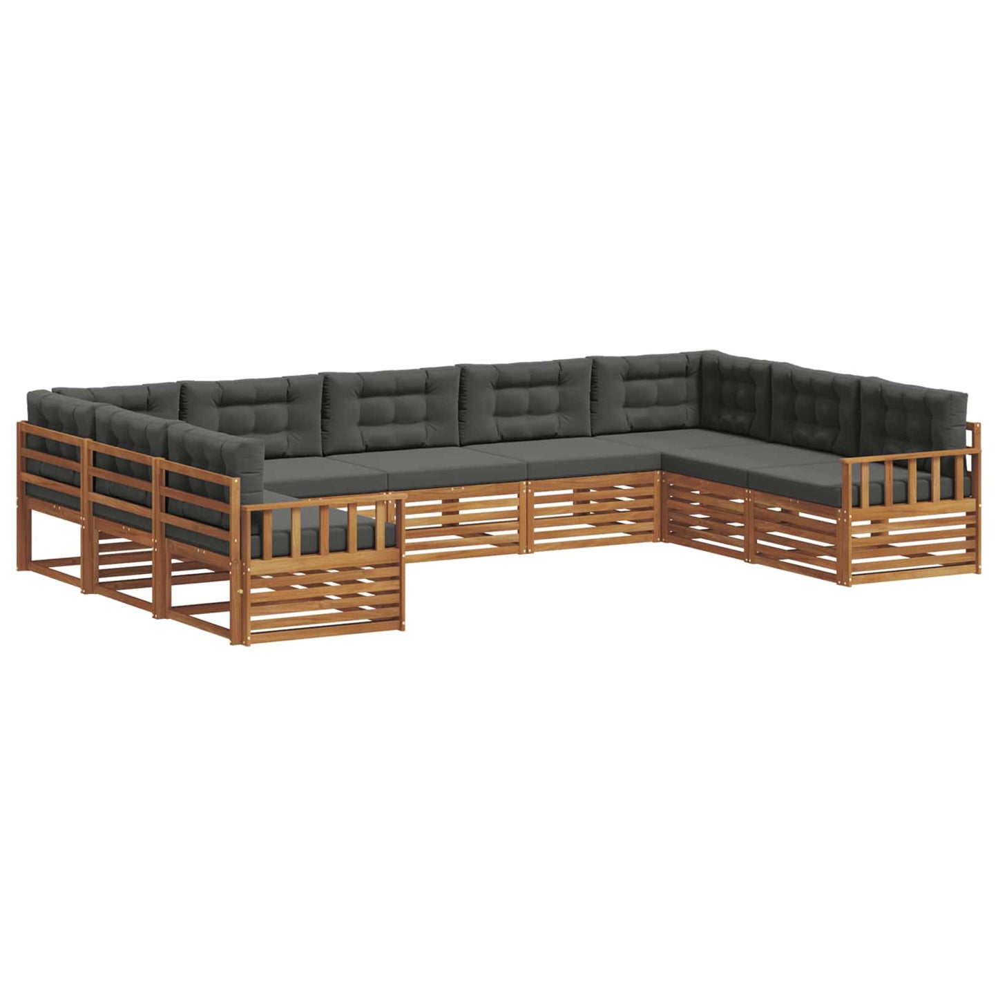Set di divani da esterno con cuscino 9 pcs Naturale e Antracite | homemem39