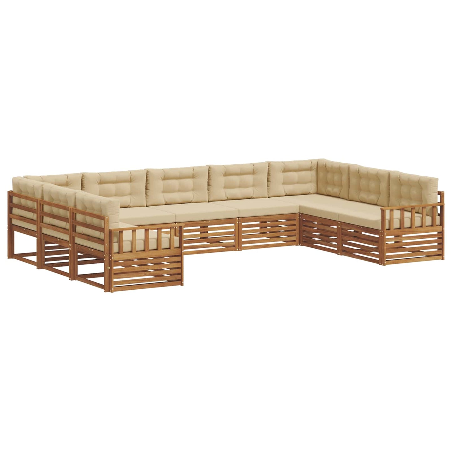 Set di divani da esterno con cuscino 9 pcs Naturale e Beige