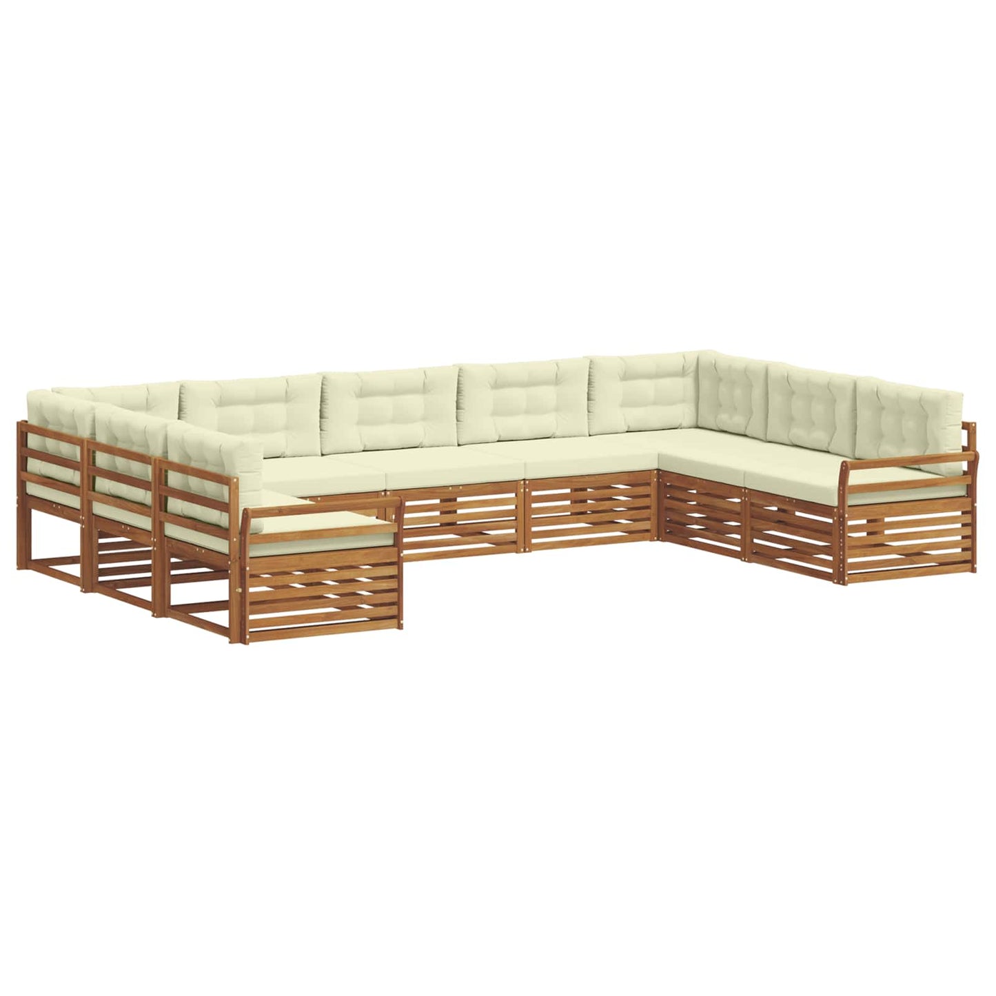 Set di divani da esterno con cuscino 9 pcs Naturale e Crema | homemem39