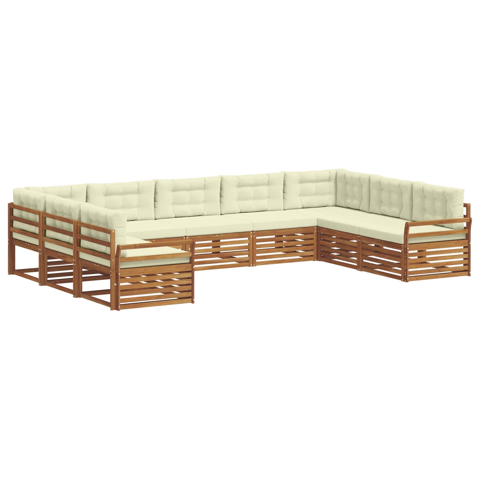 Set di divani da esterno con cuscino 9 pcs Naturale e Crema | homemem39