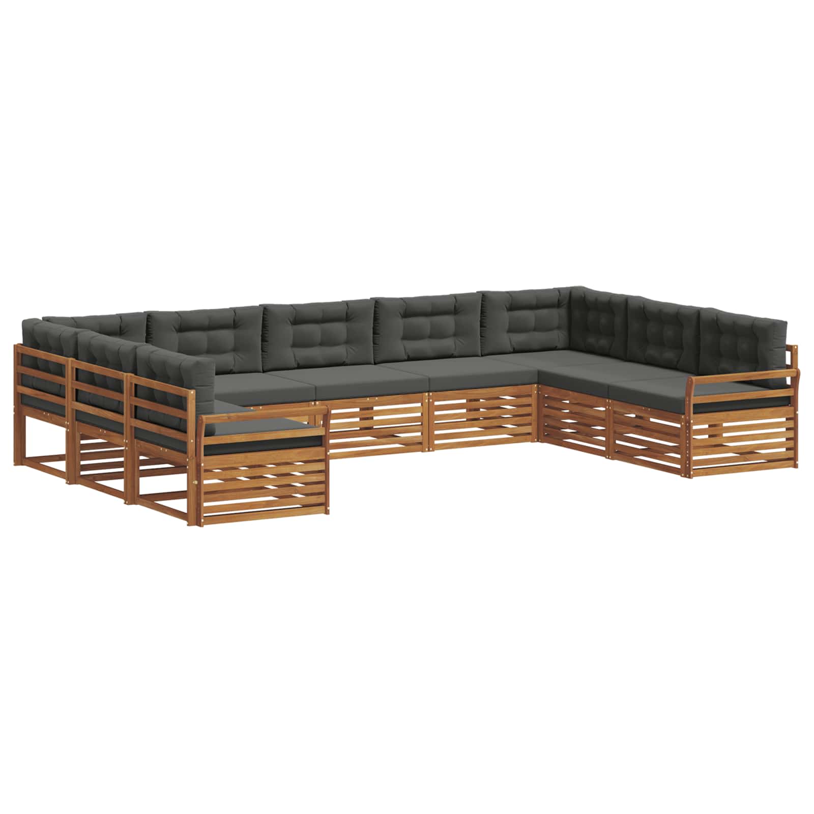 Set di divani da esterno con cuscino 9 pcs Naturale e Antracite | homemem39