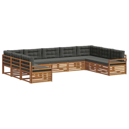 Set di divani da esterno con cuscino 9 pcs Naturale e Antracite | homemem39