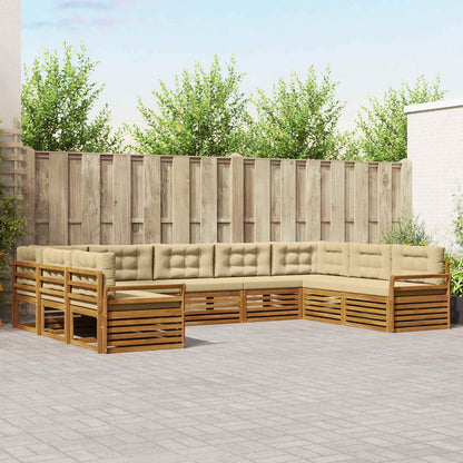 Set di divani da esterno con cuscino 9 pcs Naturale e Beige | homemem39