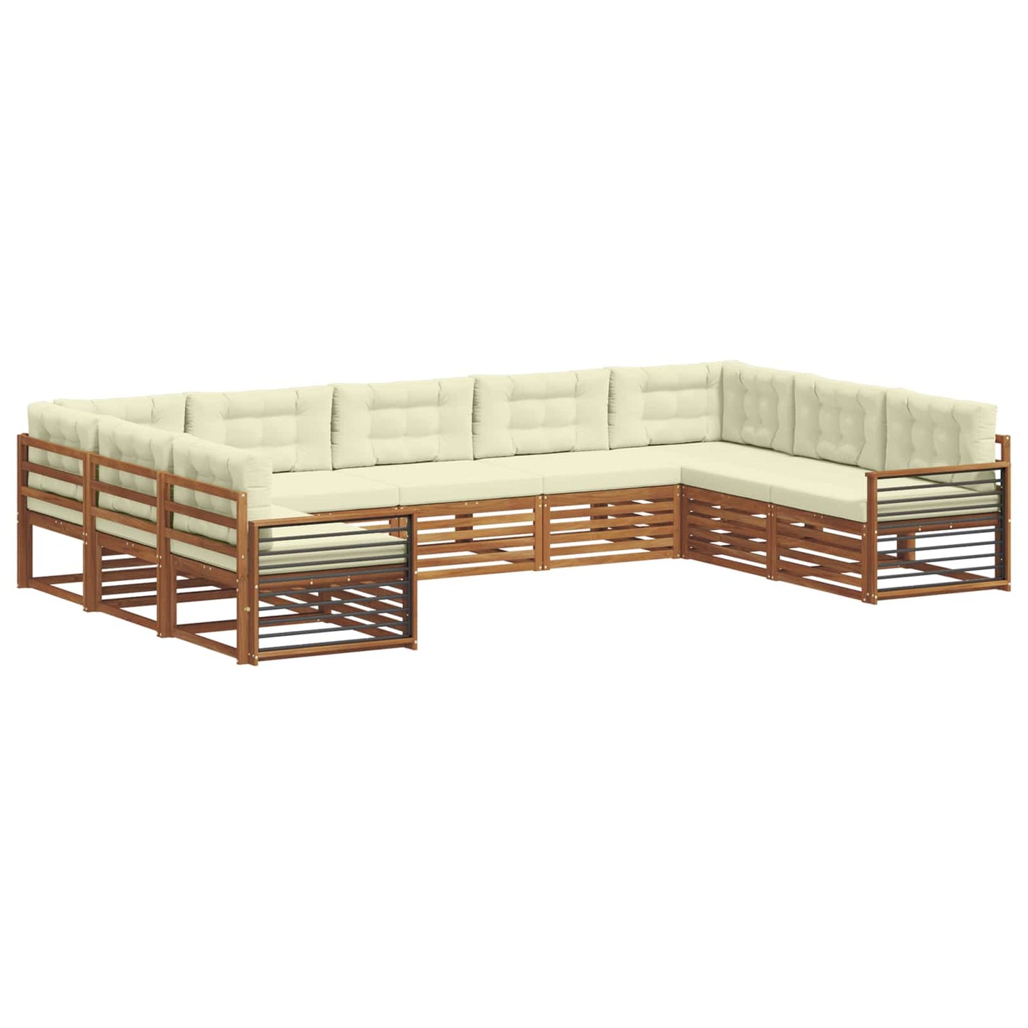 Set di divani da esterno con cuscino 9 pcs Naturale e Crema | homemem39