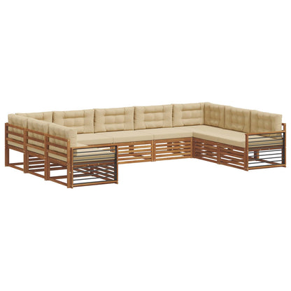 Set di divani da esterno con cuscino 9 pcs Naturale e Beige | homemem39