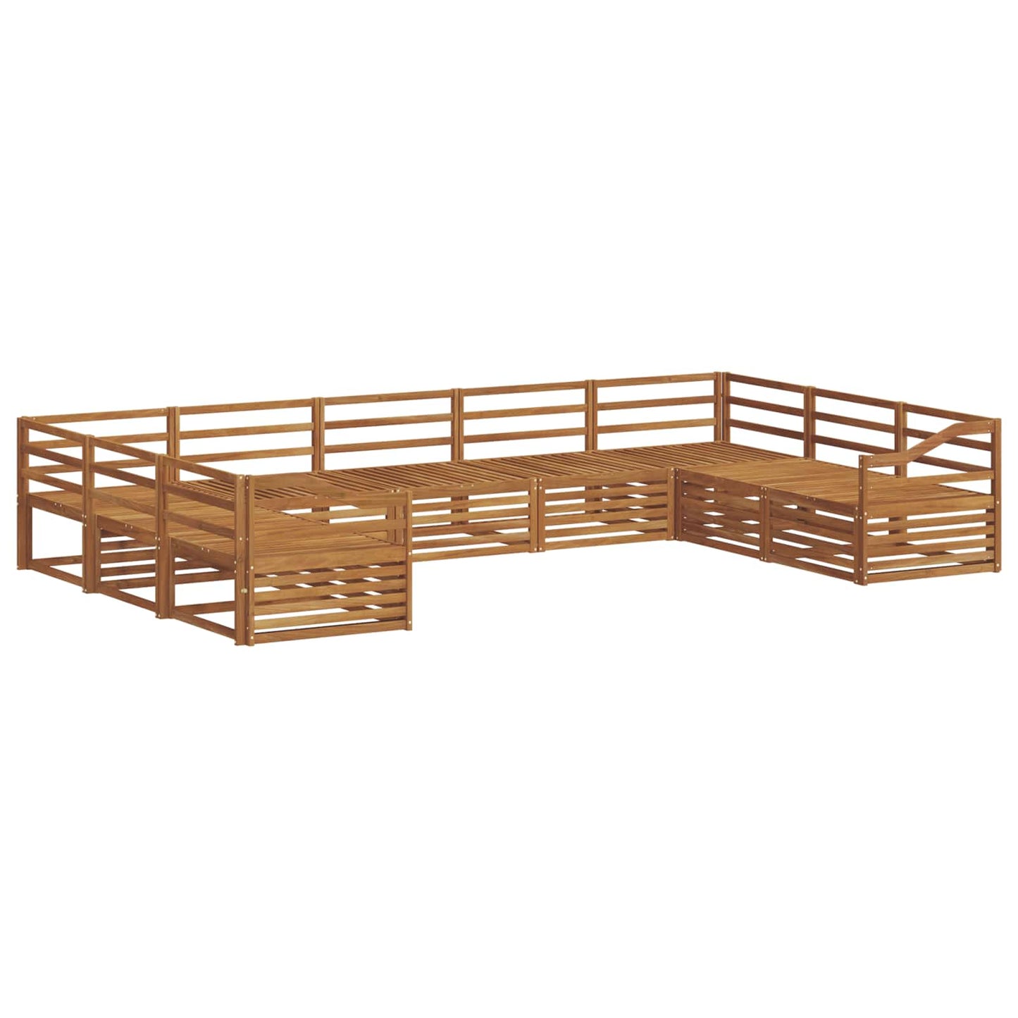 Set di divani da esterno 9 pz Naturale Legno di Acacia Massello