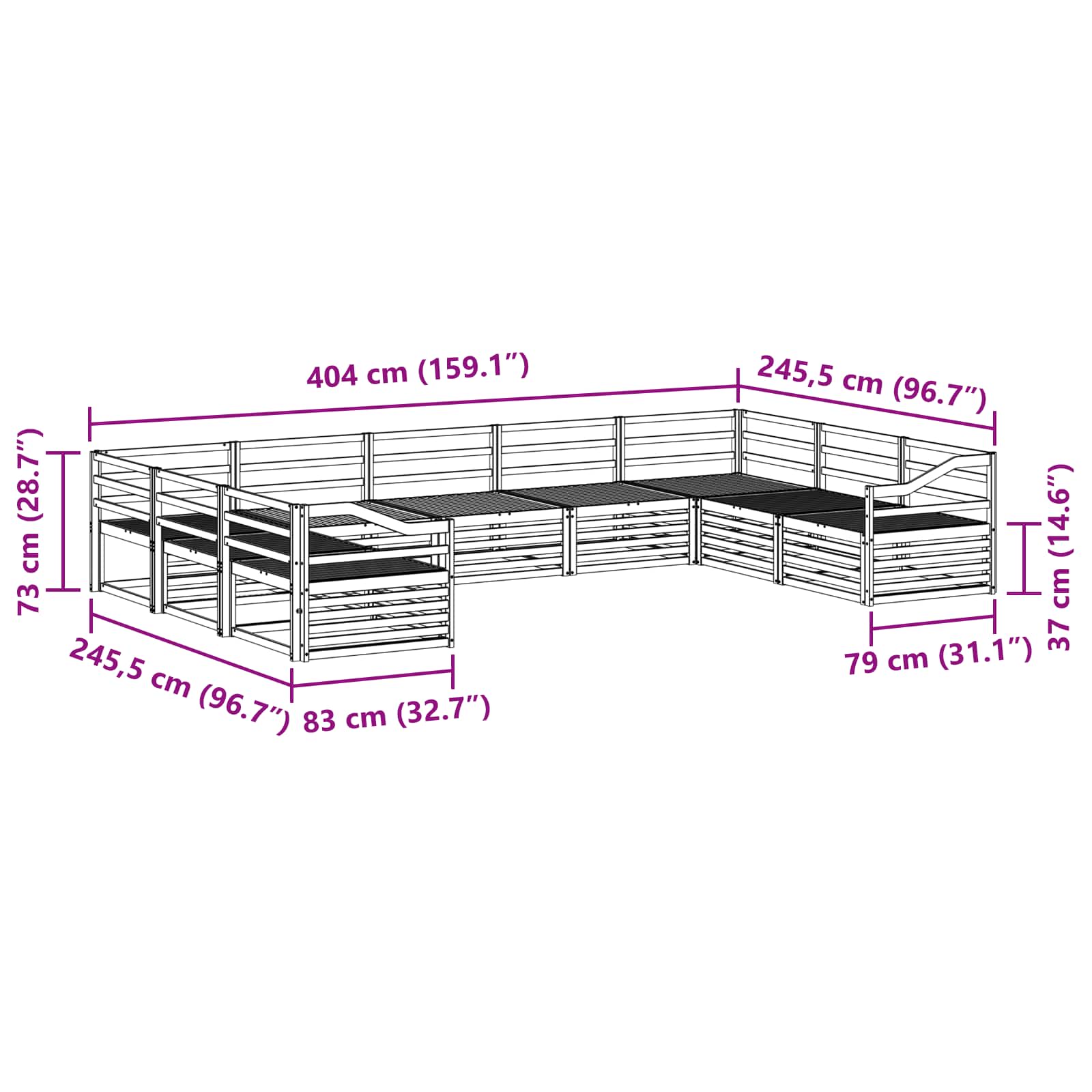Set di divani da esterno 9 pcs Naturale | homemem39