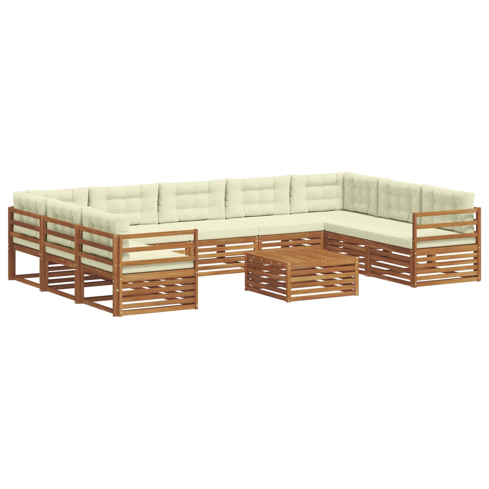 Set di divani da esterno con cuscino 10 pcs Naturale e Crema | homemem39