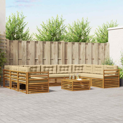 Set di divani da esterno con cuscino 10 pcs Naturale e Beige | homemem39