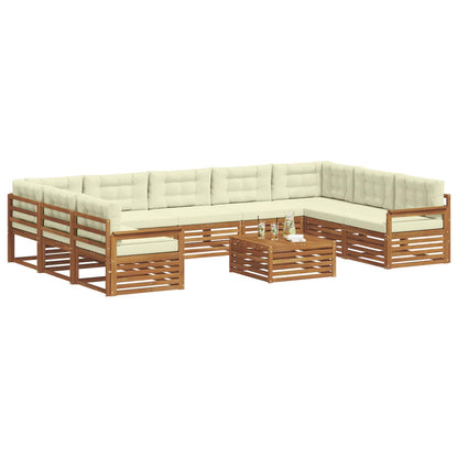 Set di divani da esterno con cuscino 10 pcs Naturale e Crema | homemem39