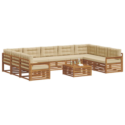 Set di divani da esterno con cuscino 10 pcs Naturale e Beige | homemem39