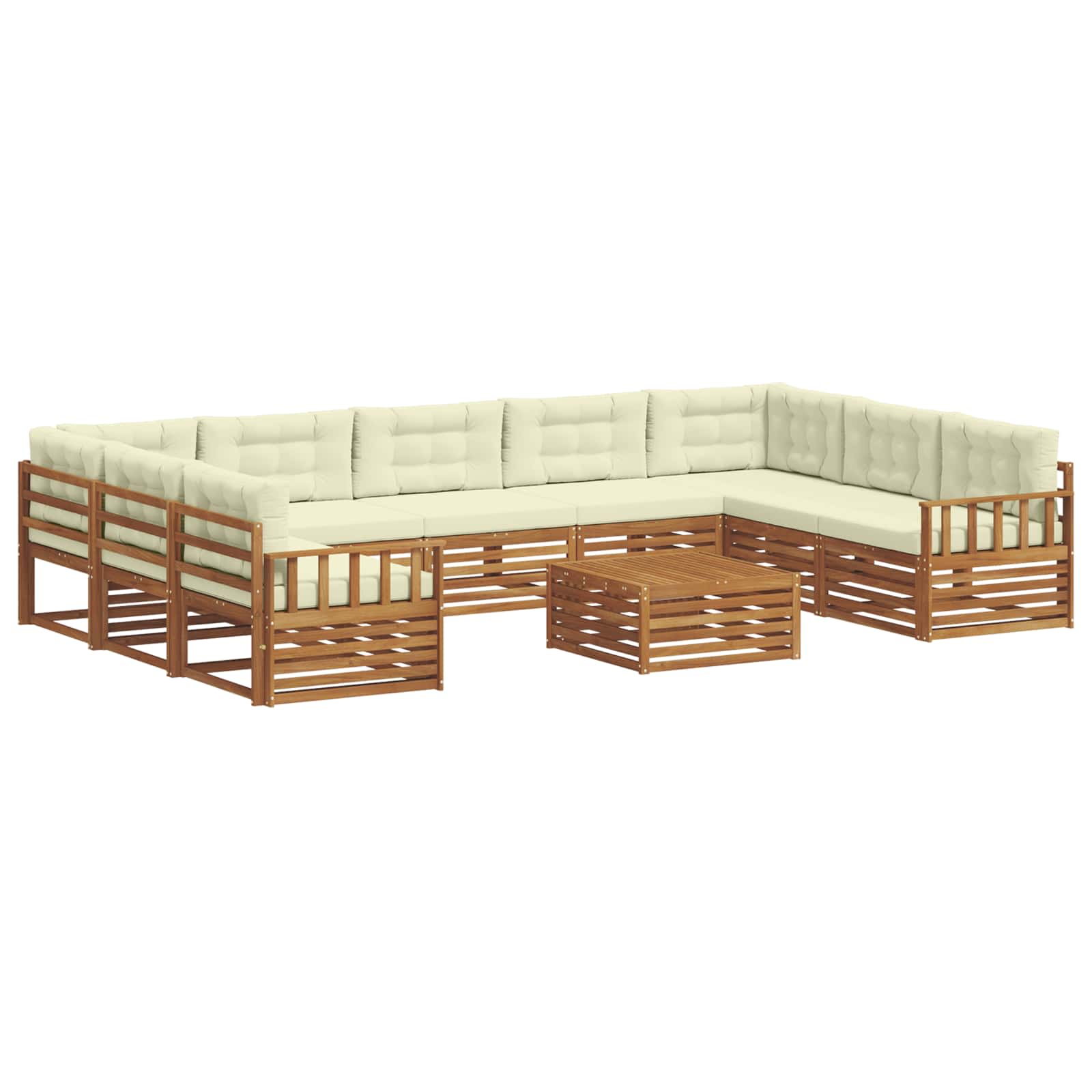 Set di divani da esterno con cuscino 10 pcs Naturale e Crema | homemem39