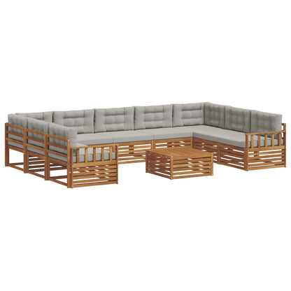 Set di divani da esterno 10 pcs Grigio Naturale e Chiaro