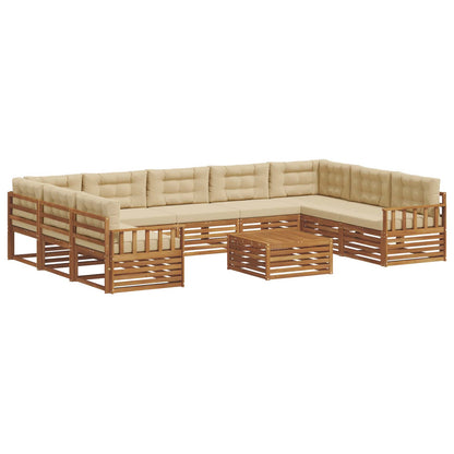Set di divani da esterno con cuscino 10 pcs Naturale e Beige | homemem39