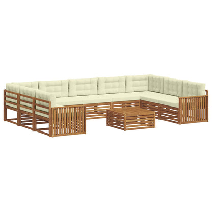 Set di divani da esterno con cuscino 10 pcs Naturale e Crema