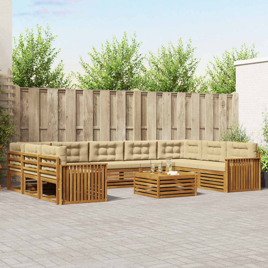 Set di divani da esterno con cuscino 10 pcs Naturale e Beige