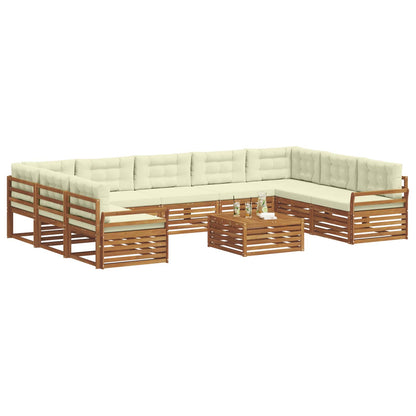 Set di divani da esterno con cuscino 10 pcs Naturale e Crema | homemem39