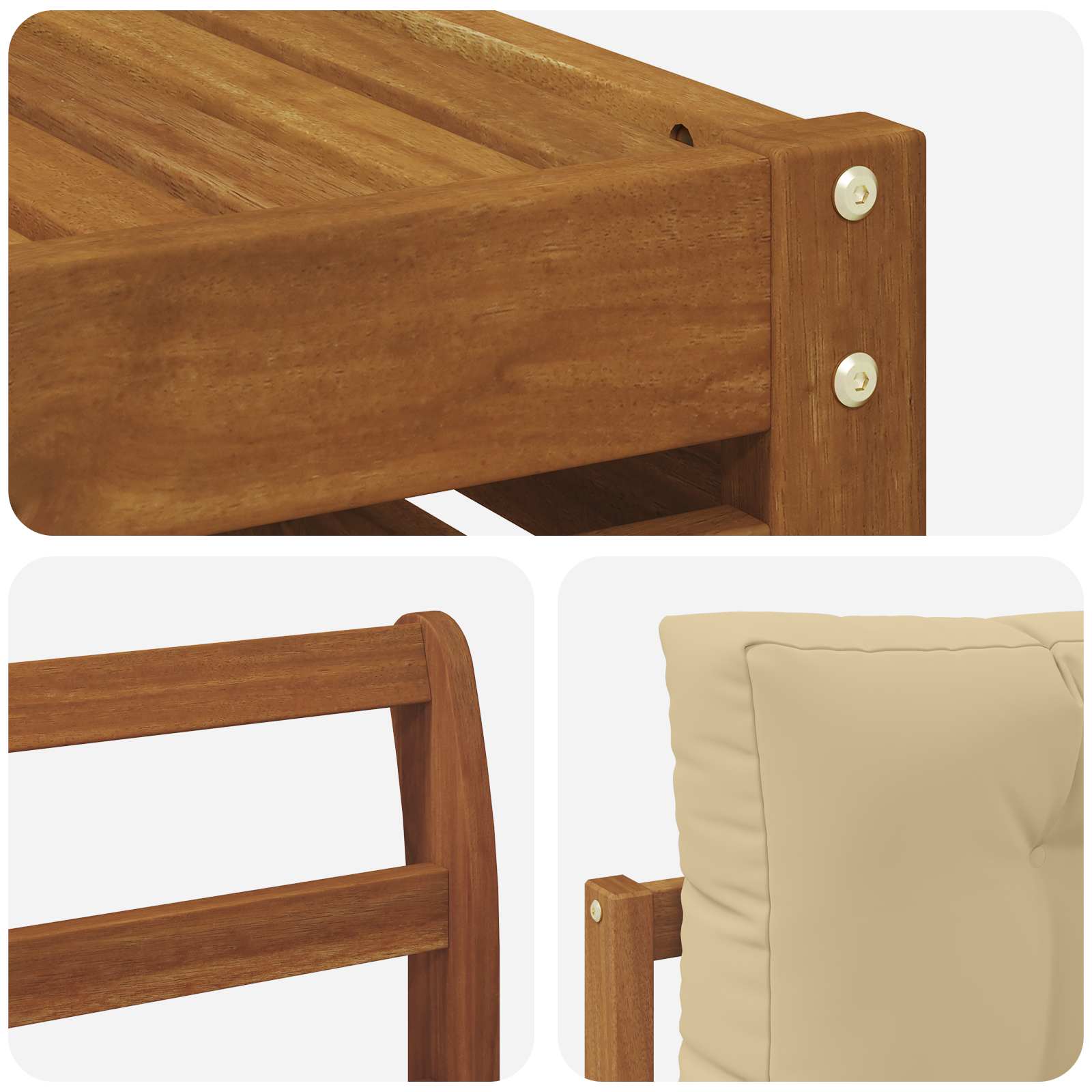 Set di divani da esterno con cuscino 10 pcs Naturale e Beige | homemem39