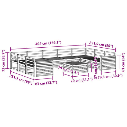Set di divani da esterno 10 pz Naturale