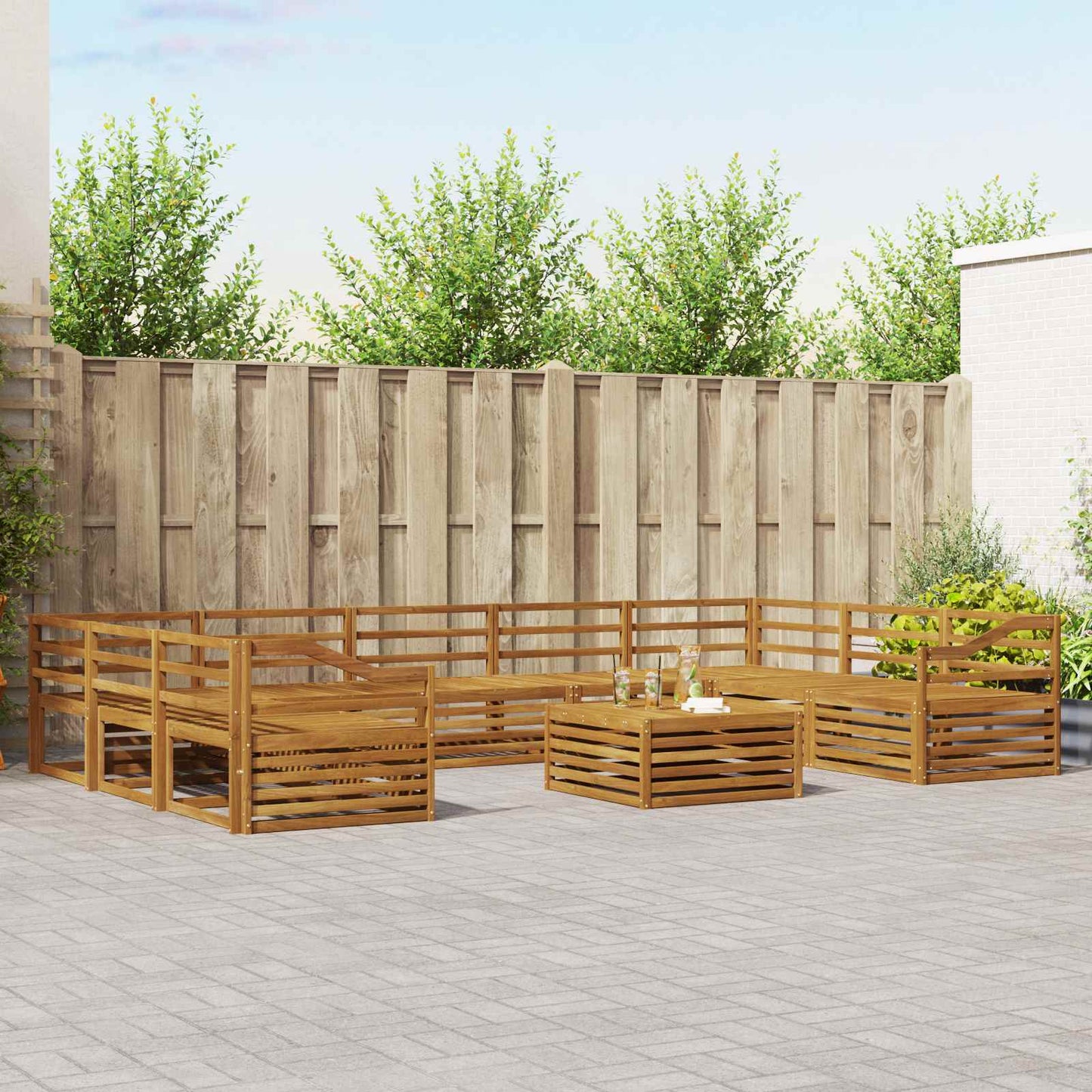 Set di divani da esterno 10 pcs Naturale | homemem39