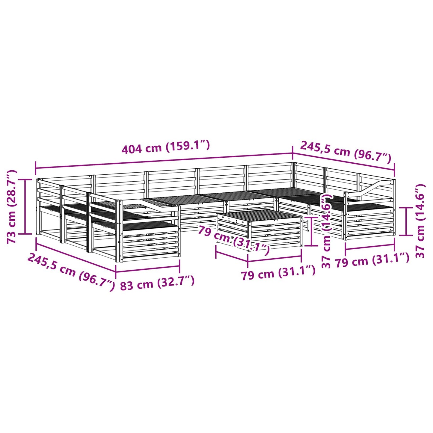 Set di divani da esterno 10 pcs Naturale | homemem39